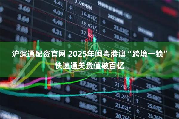 沪深通配资官网 2025年闽粤港澳“跨境一锁”快速通关货值破百亿